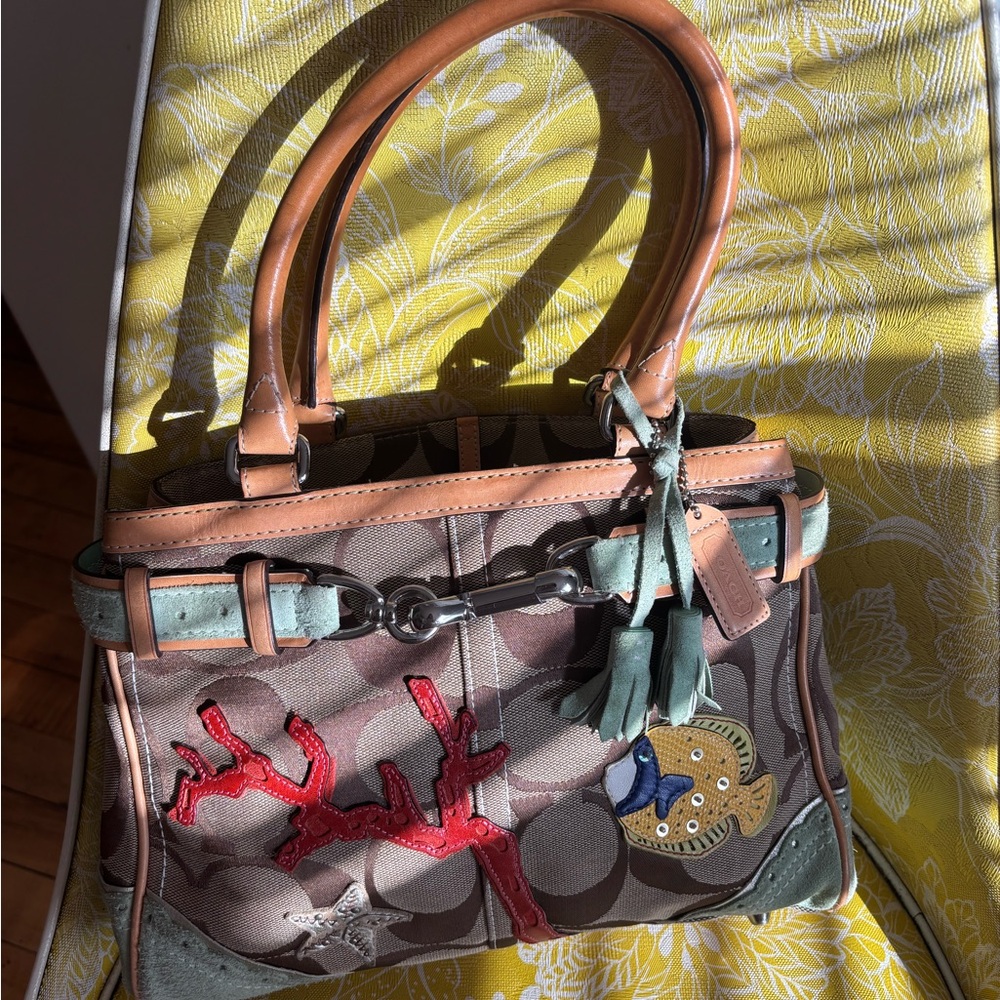 Coach Multicolor Satchel with Leather Trim